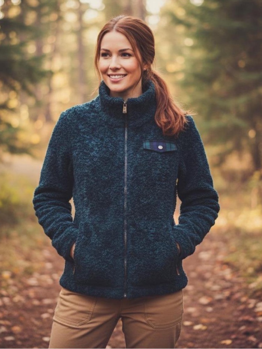 Pendleton Women's Deep Green Pile Sherpa Teddy Jacket Women’s Size M